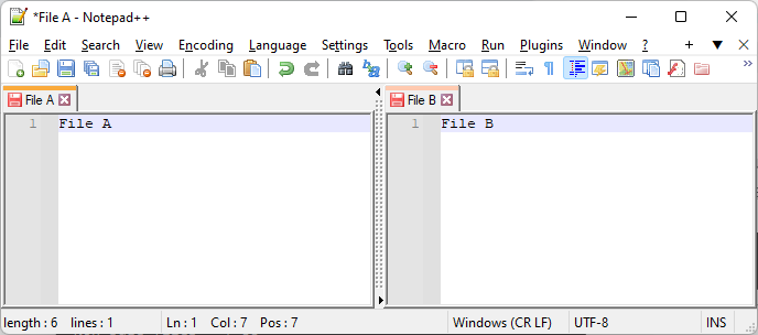 Notepad++ 左右分屏同时打开两个文件